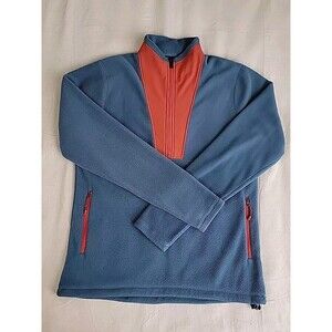 Backcountry Fleece Pullover Mens XL 1/2 Zip Blue Orange Pockets Outdoors Hiking